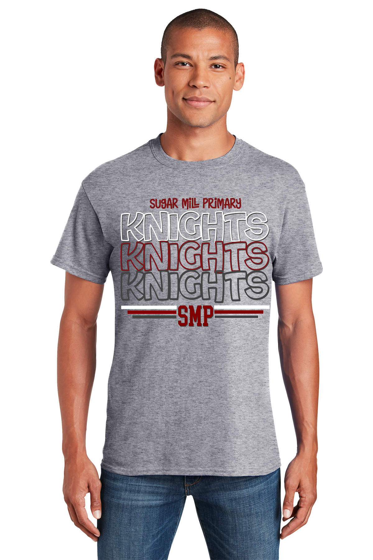 Sport Grey Adult T Shirt - Knights Stacked Logo