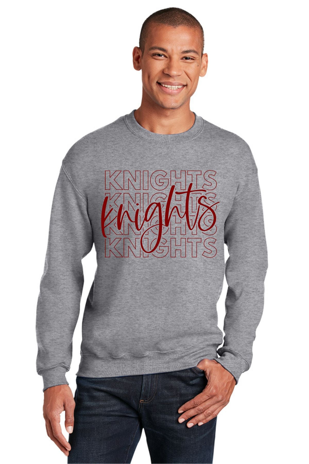 Sport Grey Adult Crewneck Sweatshirt - Knights Logo