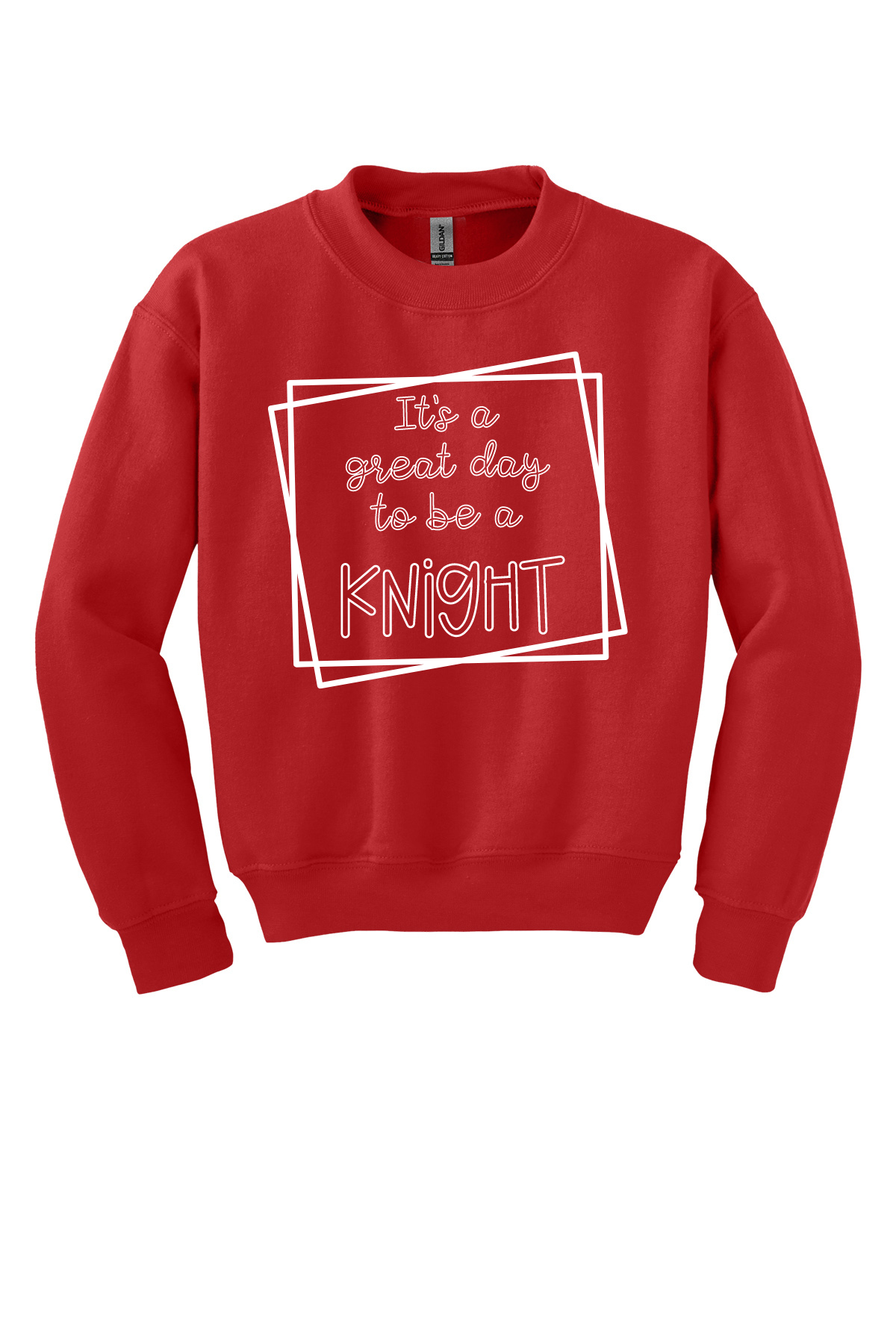 Red Youth Crewneck Sweatshirt (Great Day to be a Knight)