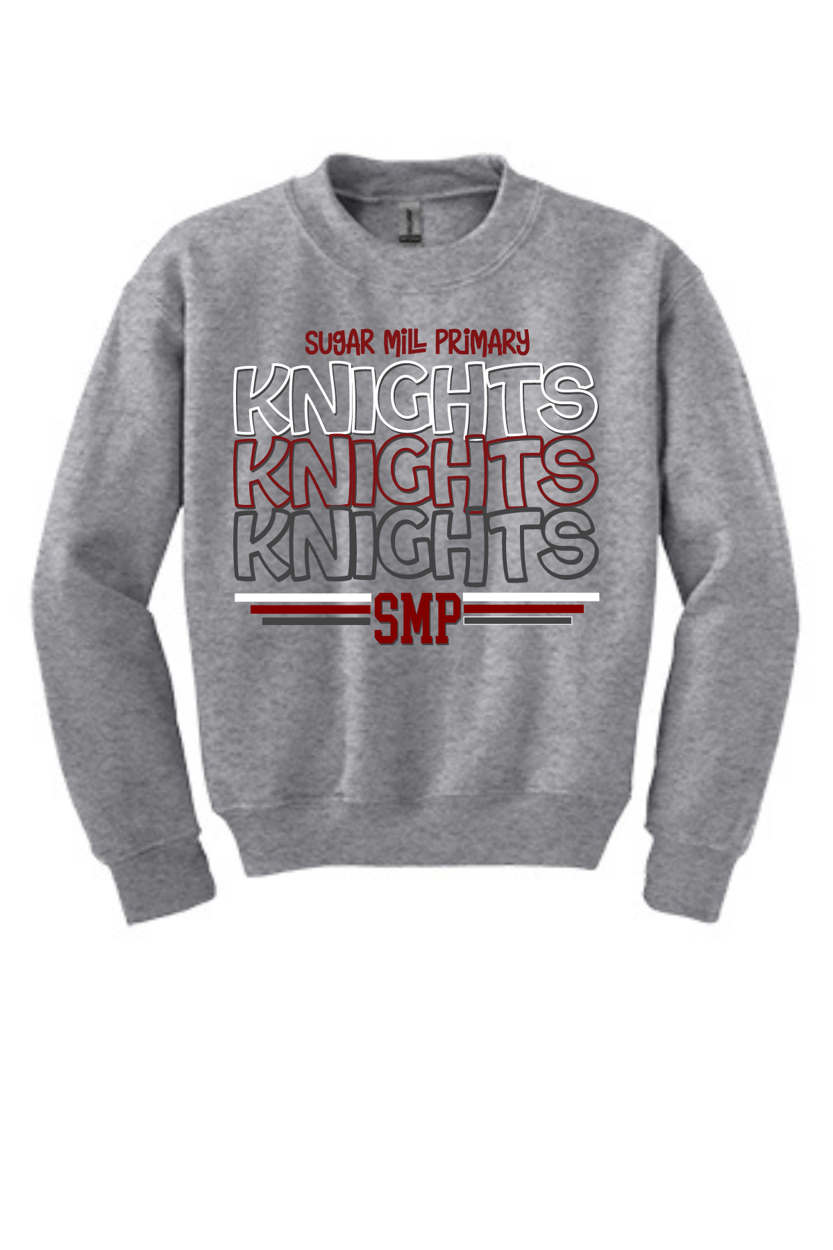 Sport Grey Youth Crewneck Sweatshirt - Knights Stacked Logo